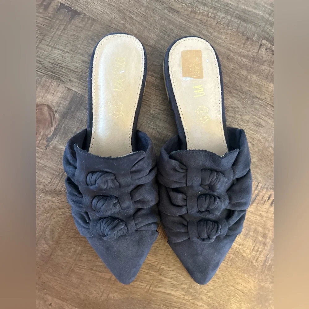 🌶️ Miim Leather Gray Shoes Pointy Flats Size 8 - Picture 5 of 7